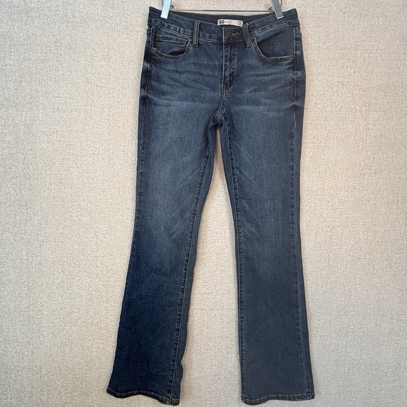 SO Denim - So Womens Jeans Size 9/27 Low Rise Bootcut Medium Wash Denim Blue Stretch Casual